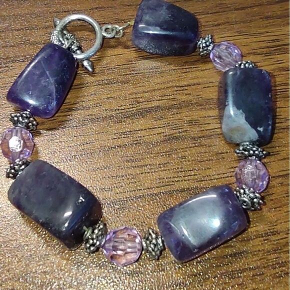 AMETHYST Stone & Bead Bracelet Excellent Pre-owned condition - Picture 3 of 4